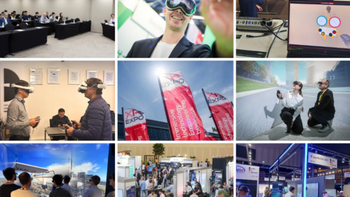Collage mit Veranstaltungen, XR EXPO, Fachvorträgen, Netzwerktreffen und Forschungsaktivitäten des Virtual Dimension Center (VDC) im Geschäftsjahr 2025/2026.