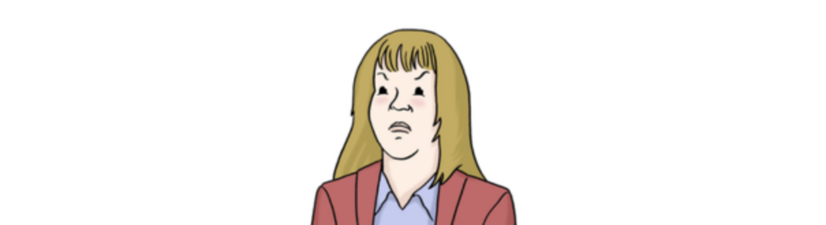 Eine Frau mit grimmigem Gesichtsausdruck