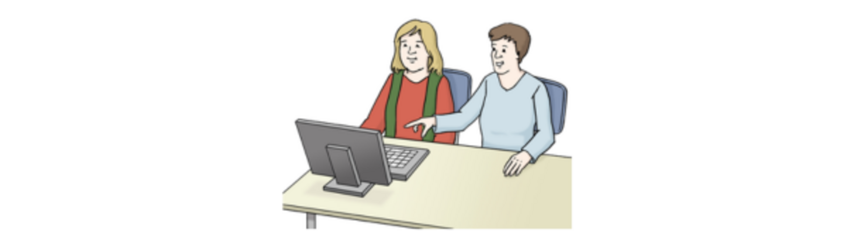 2 Personen am Schreibtisch